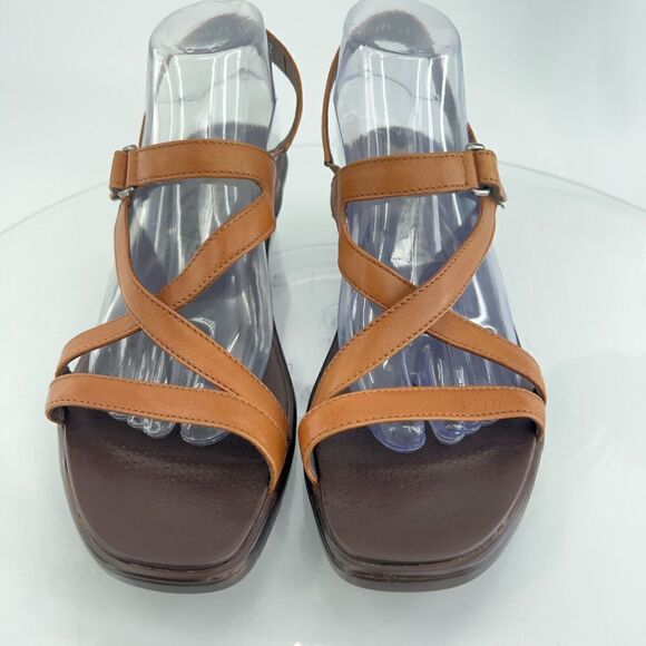 Mephisto France Women's Sandal Size 42 12 Block Heel Slingback Brown Leather - Picture 4 of 15